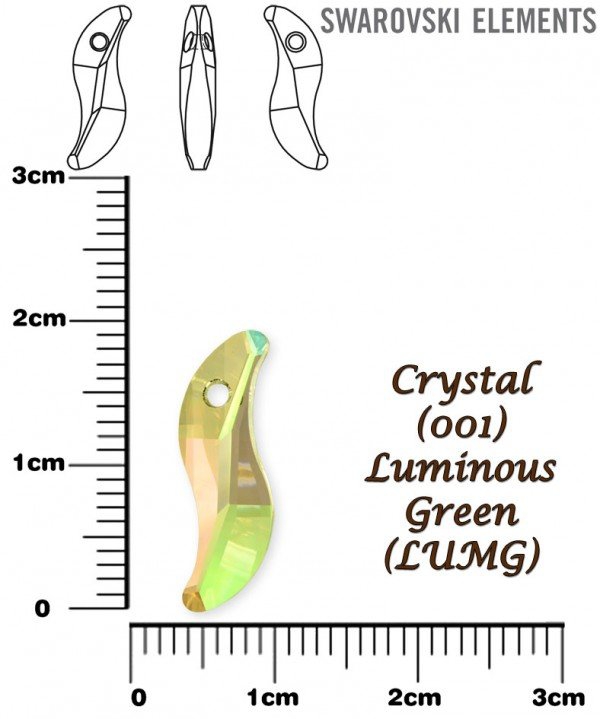 Swarovski Taşlı 6525 Wawe Dalga Küpe -Luminous Green